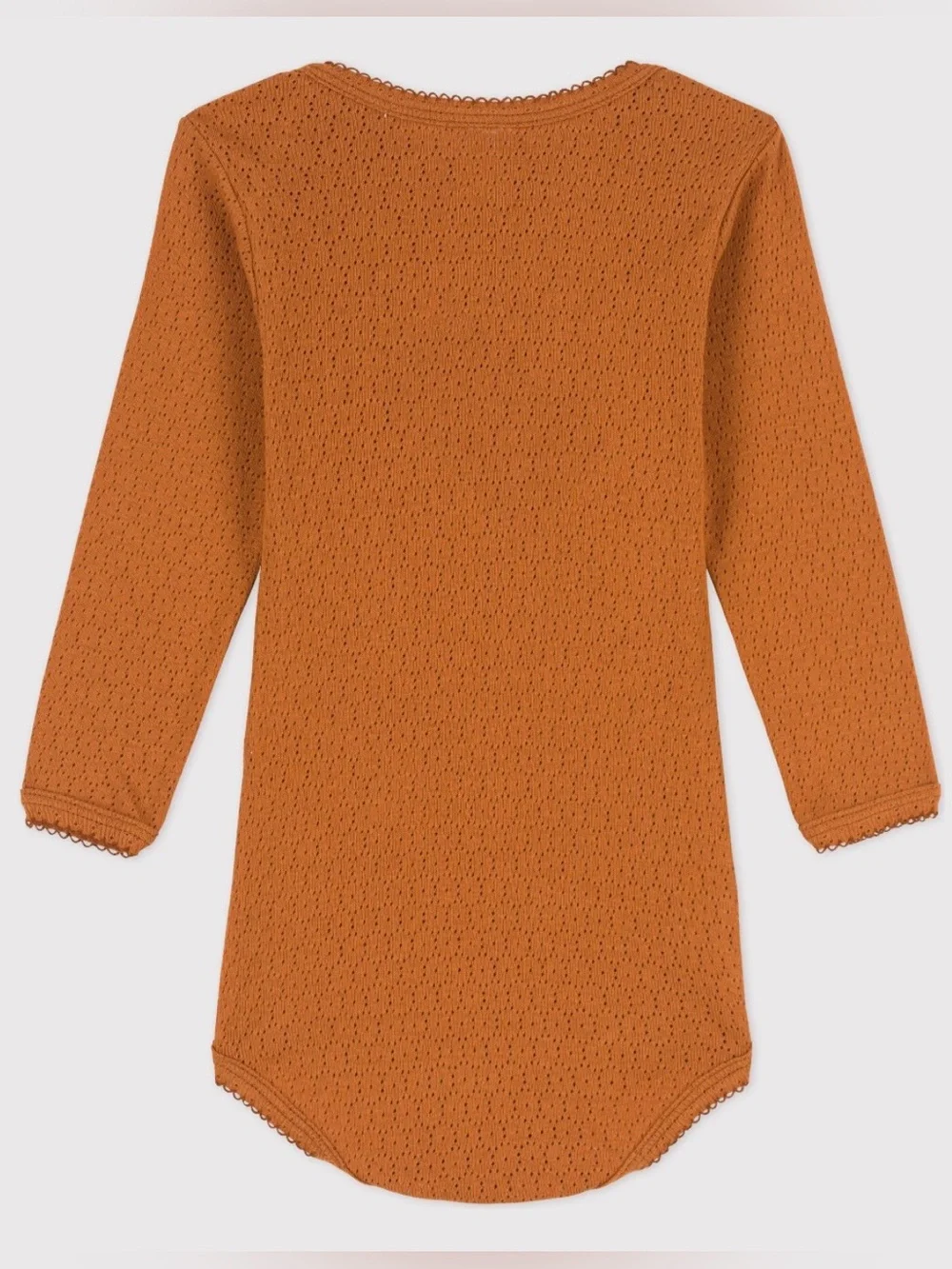 Petit Bateau Baby Long-Sleeved Openwork Bodysuit, ECUREUIL brown - Size 24M